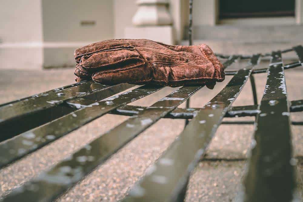 Glove on a bench