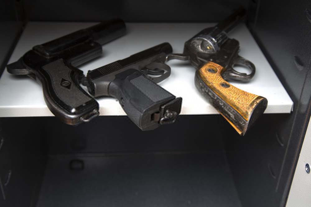 Handguns in a gun safe