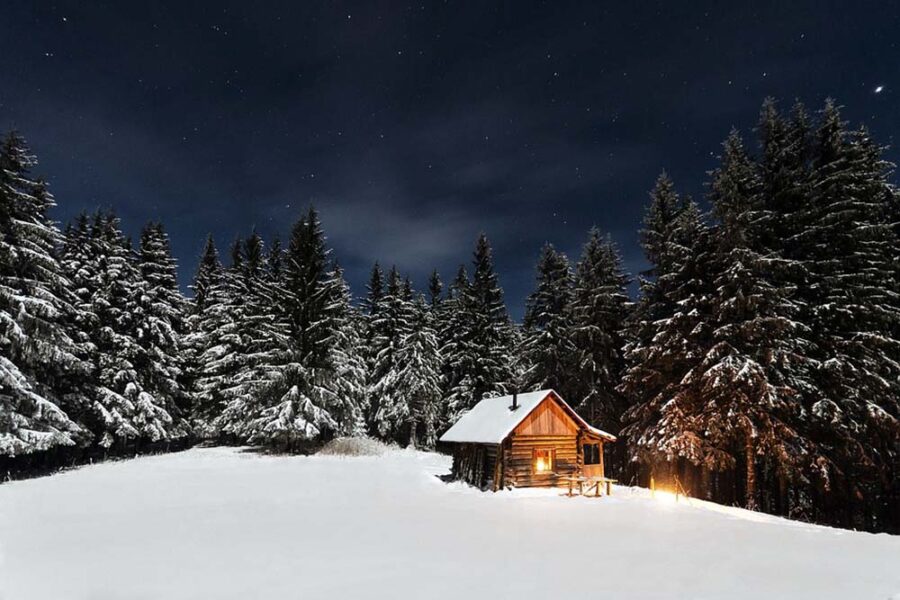 Survival shelter in the mountain