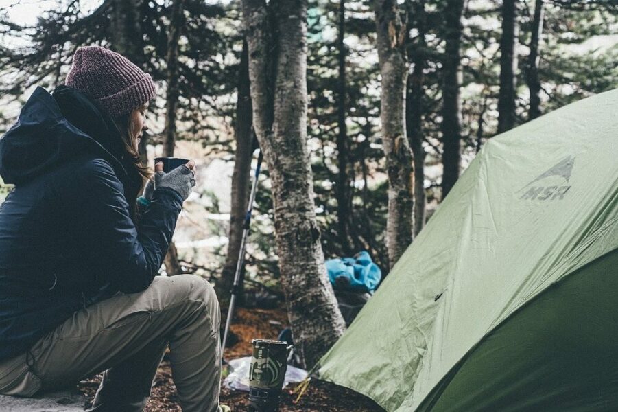 camping in woods