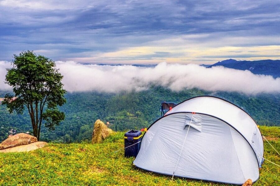 dome tent in the mountain