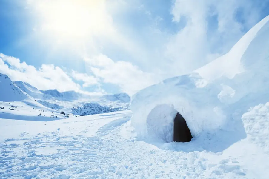 snow shelter or an igloo
