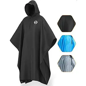 Foxelli Hooded Rain Poncho for Adults